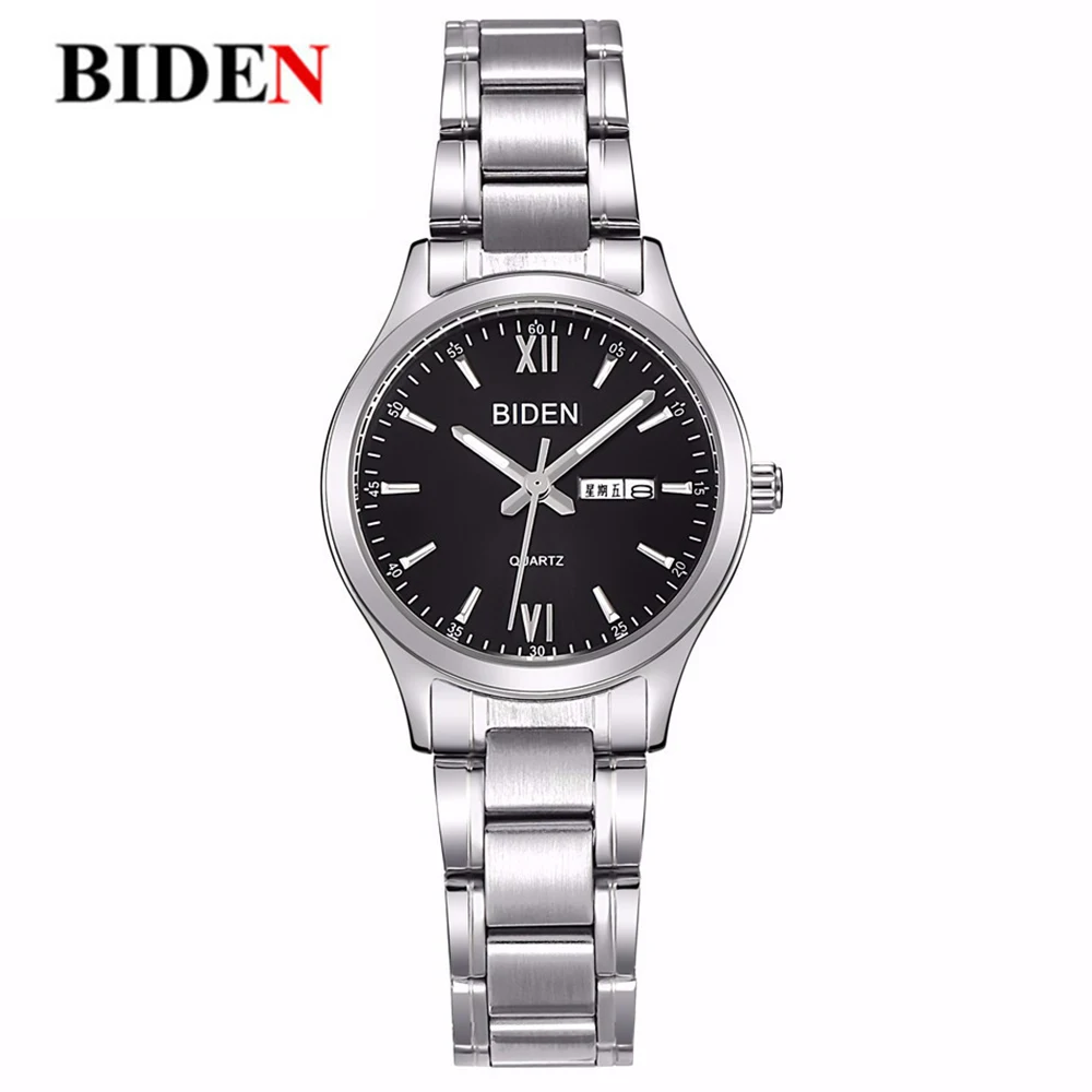 Biden couple watches japan movt quartz all stainless steel bezel watch