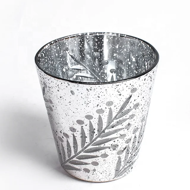 silver plating glass candle holder handmade table centerpiece bud flower vase centerpieces mercury candle jar