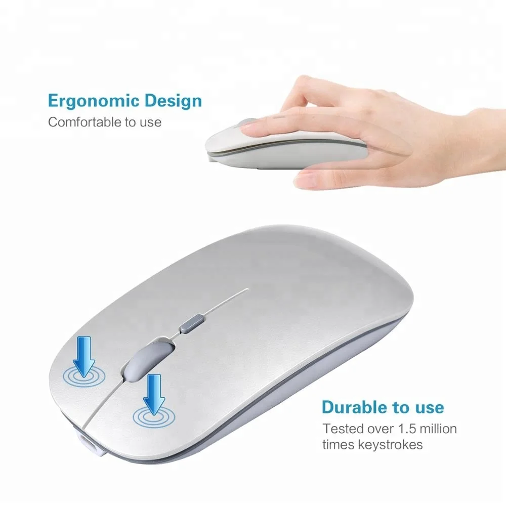 
Cheap Rechargeable Silent Wireless Mouse 1600 DPI Slim For Computer Office 