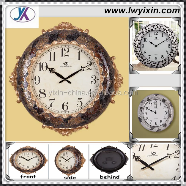 High Quality Mirror Silver Mosaic Wall Clock Decorative Outdoor Clock