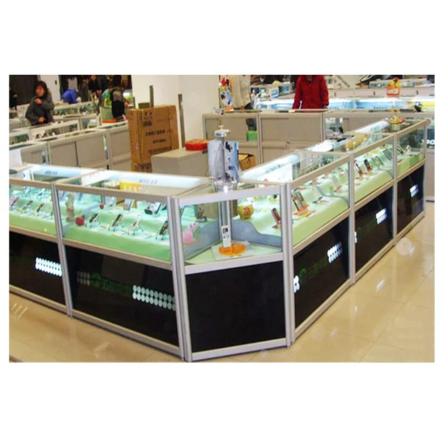 Hot shop counter design glass showcase  or display counter  for phone jewelry watch  eyeglass store