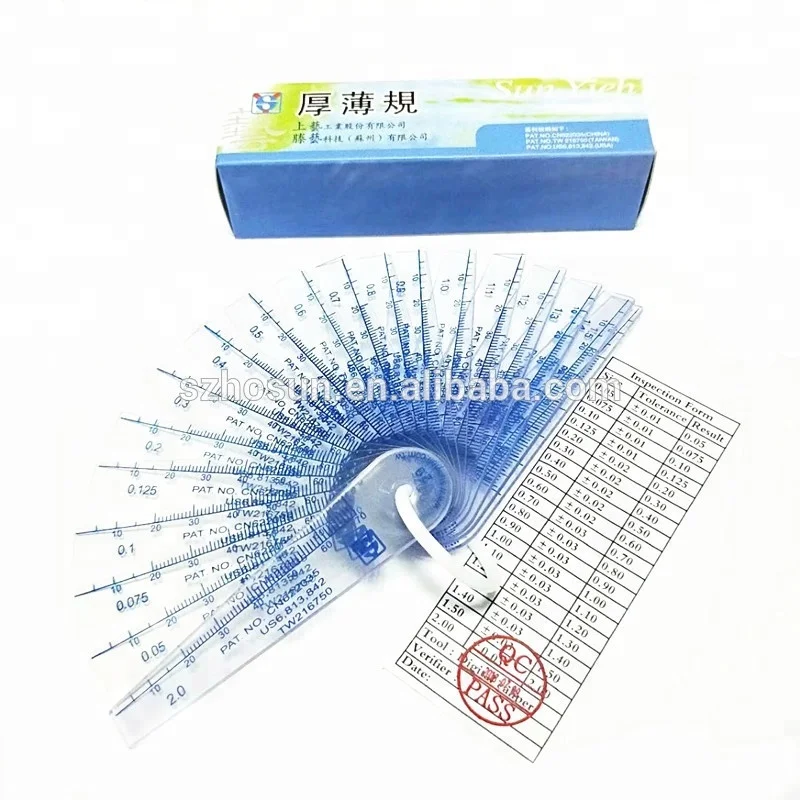 Plastic feeler gauges set range 0.02 to 4.00mm thickness
