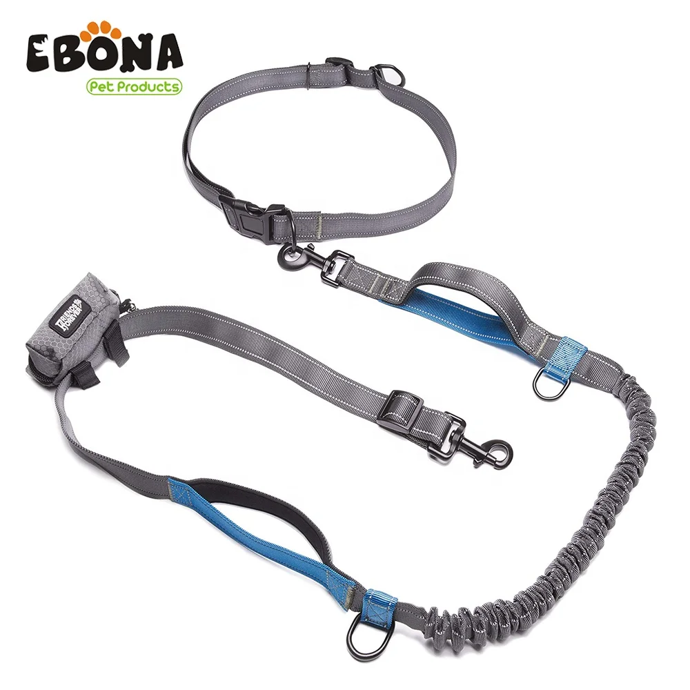 One Size Fits Small Medium to Large Dogs,Reflective Waist Belt Pet Running Bungee Leash With Bonus Waste Bag Dispenser