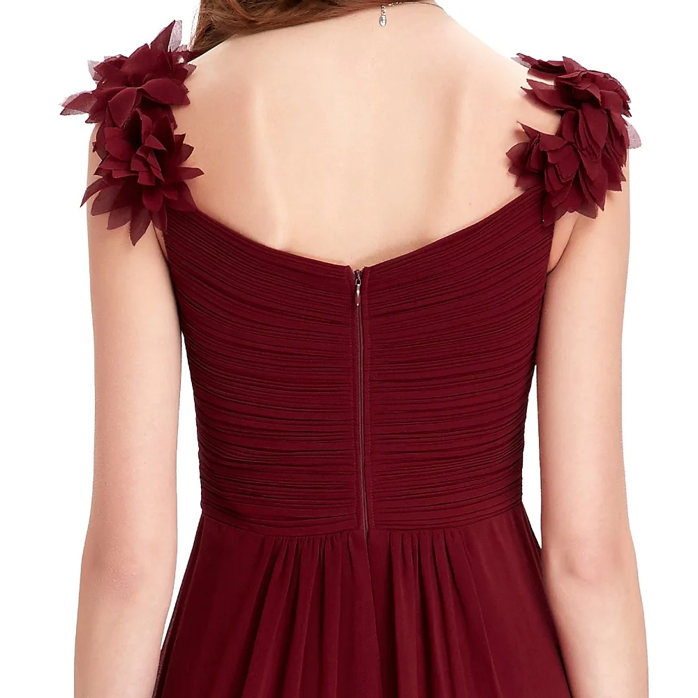 Starzz Wine Red Long Chiffon Prom Dresses Cheap Floor Length Wedding Bridesmaid Gown Formal Burgundy Dress