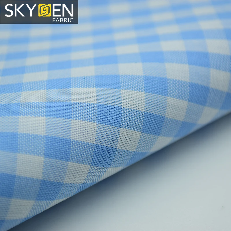 Skygen high quality Guangdong texture stock lot shirt yarn dyed 100 cotton check oxford fabric for shirt