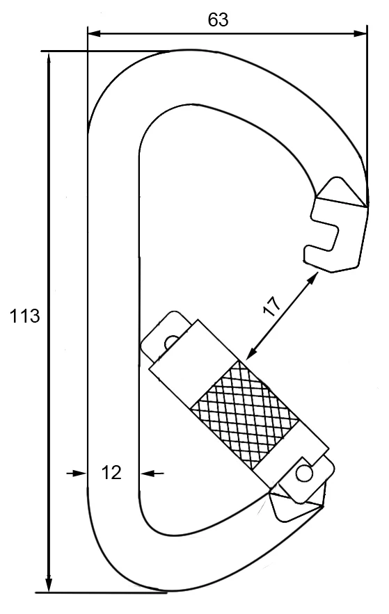 ANSI CE EN362 ANSI Z359 1 Steel D Type Triple lock Safety Hook