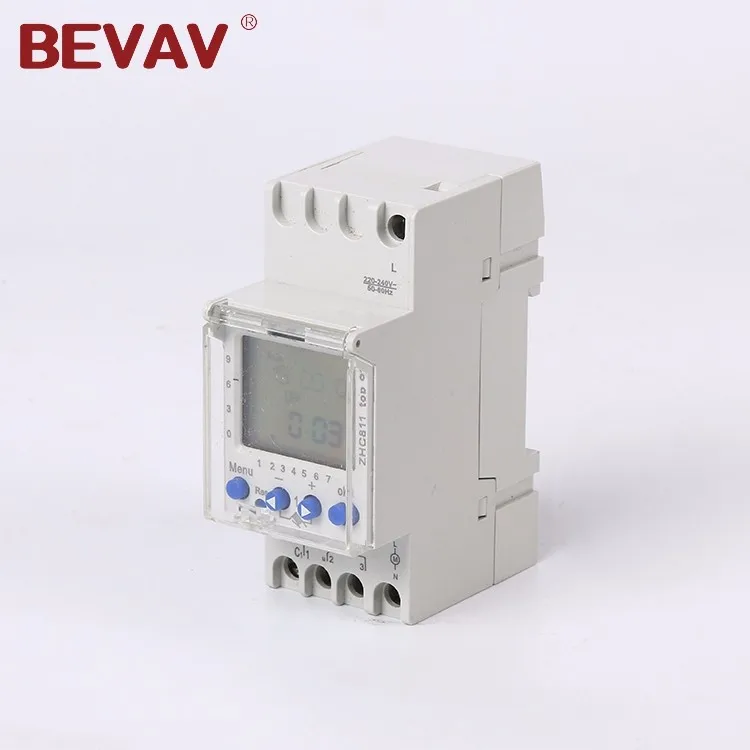 
BEVAV Time Switch 220-240VAC 50/60Hz, Six Language Digital Programmable Electric Time Switch 