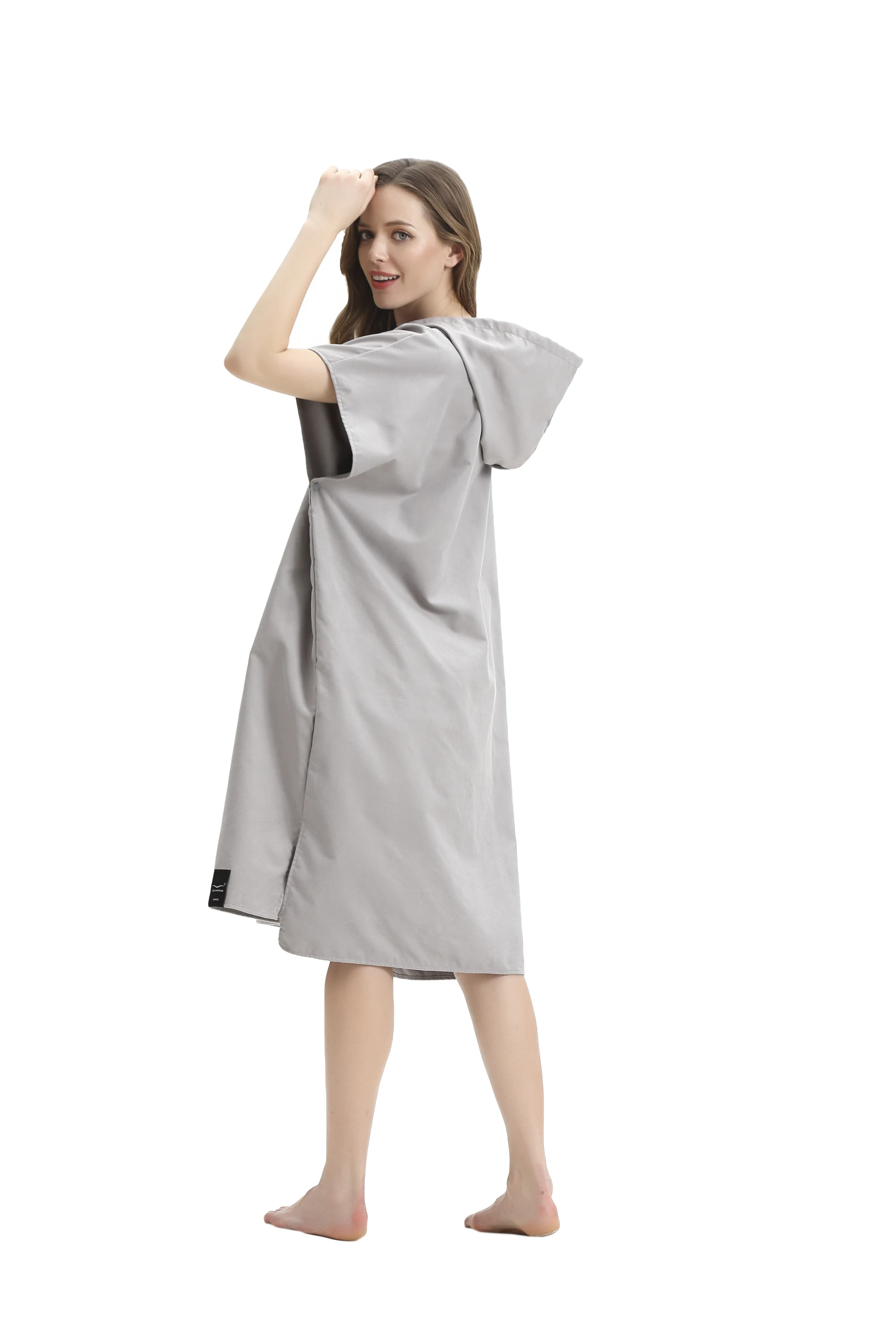 One Size Fit All Microfiber Surf Beach Wetsuit Changing Towel Bath Robe Poncho with Hood