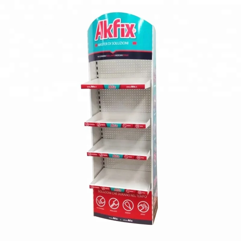 supermarket and retail store metal adjustable tools rack display adjustable storage rack with AD board
