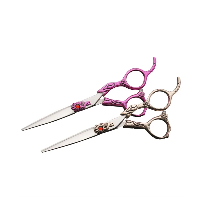 Профессиональные ножницы для стрижки волос из стали 440c с цветочной ручкой