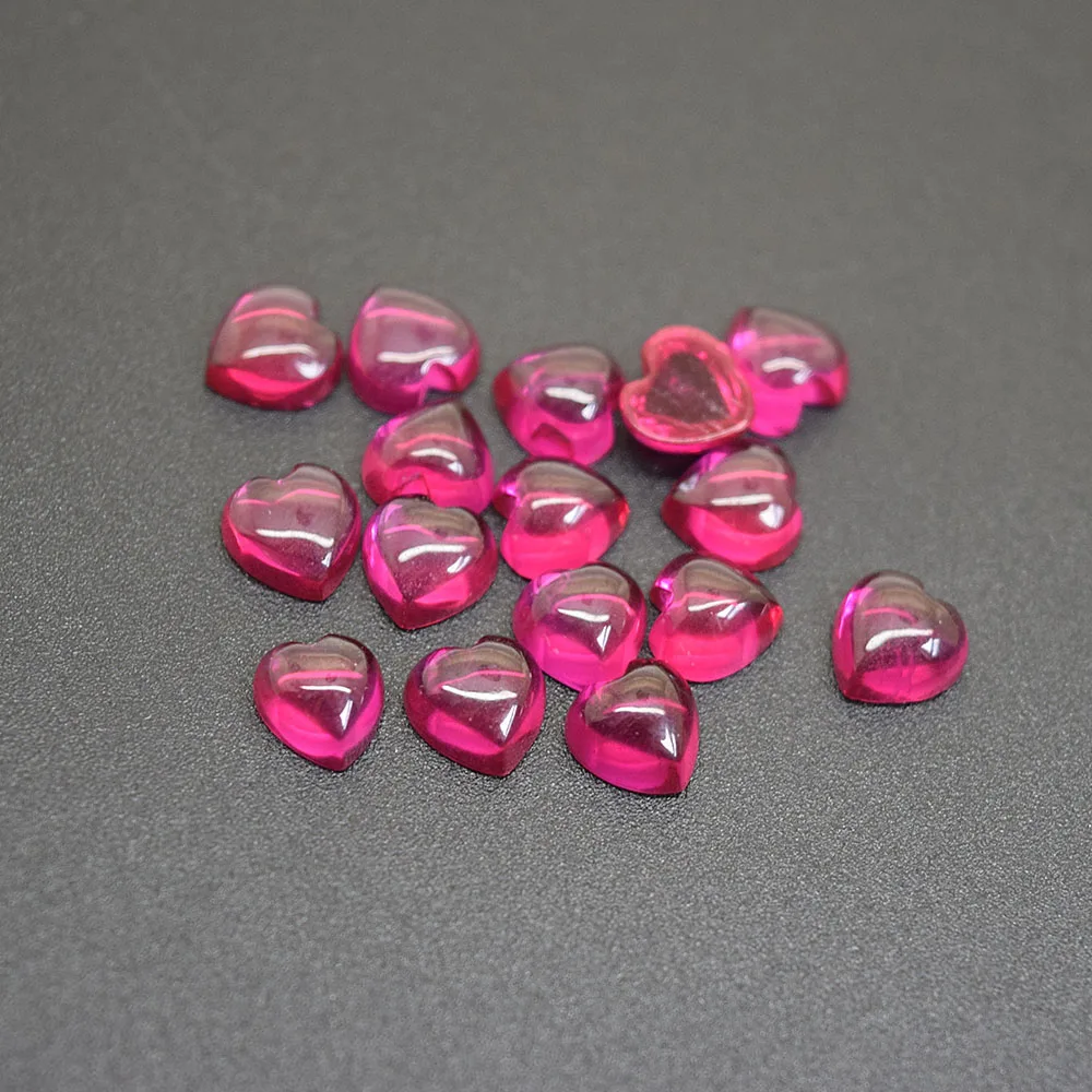 Heart Cabochon Red Synthetic Corundum For 2021 Fashion Jewelry