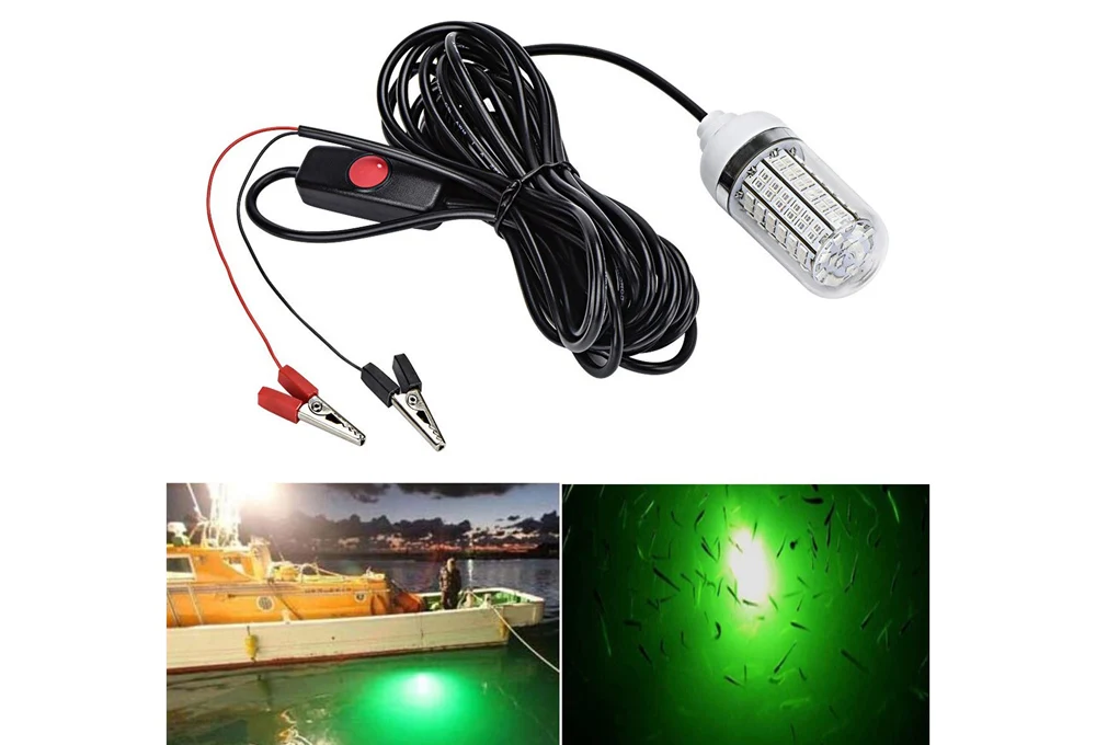 12V LED Submersible Fishing Light IP68 Underwater Fish Attract Finder Lamp