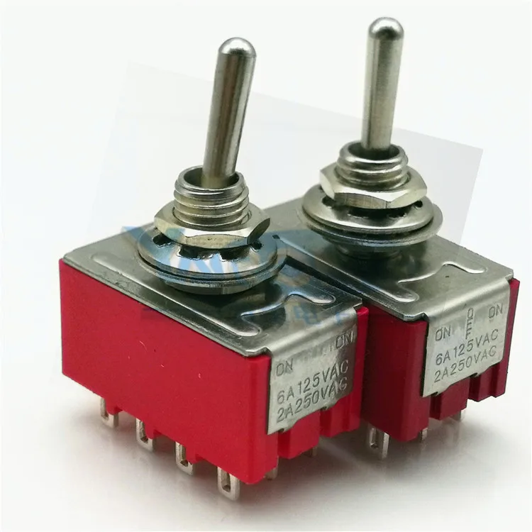 MTS-403 6MM 4PDT Latching Miniature Toggle Switch ON OFF ON 12Pin