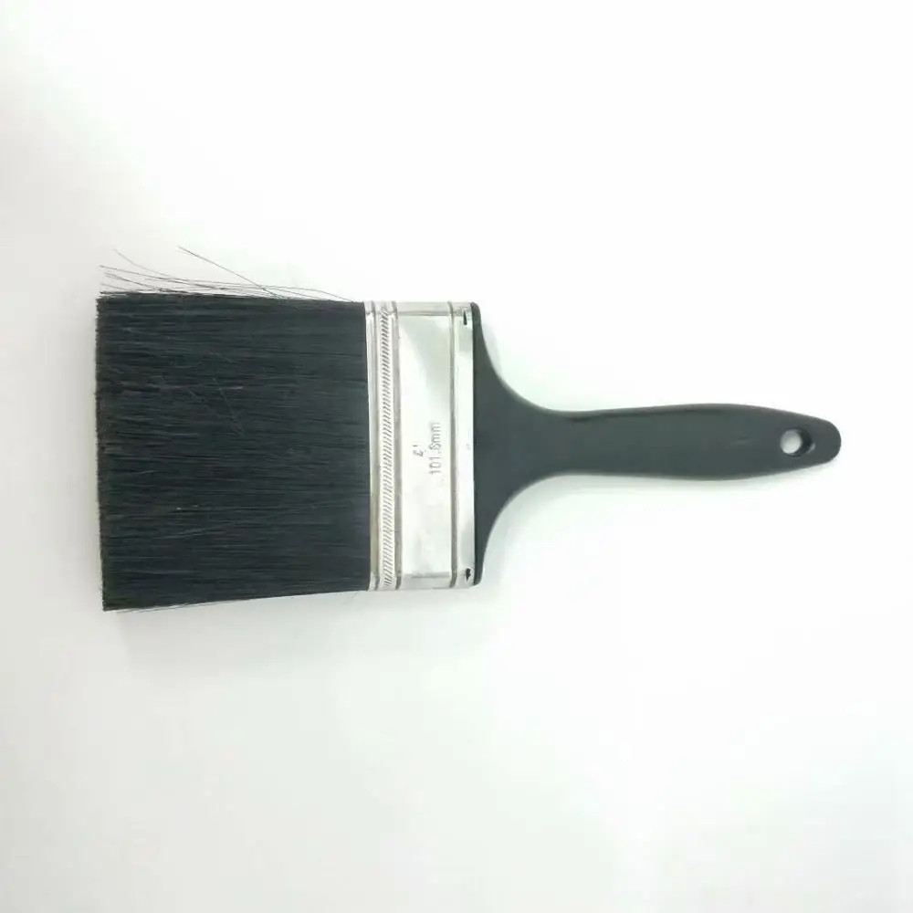 Black Goat Hair Flat Wall Paint Brush With Wooden Handle