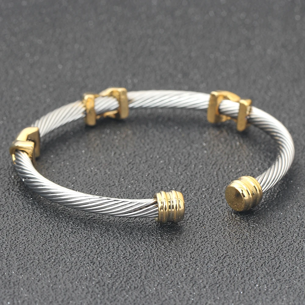 2024 Women open cuff bracelet plated gold cuff bracelet women jewelry silver stainless steel cuff bangle bracelet