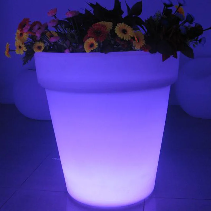 Производство под заказ, портативная батарея/светящиеся светодиодные цветочные горшки на солнечных батареях, светодиодные пластиковые горшки для растений с подсветкой