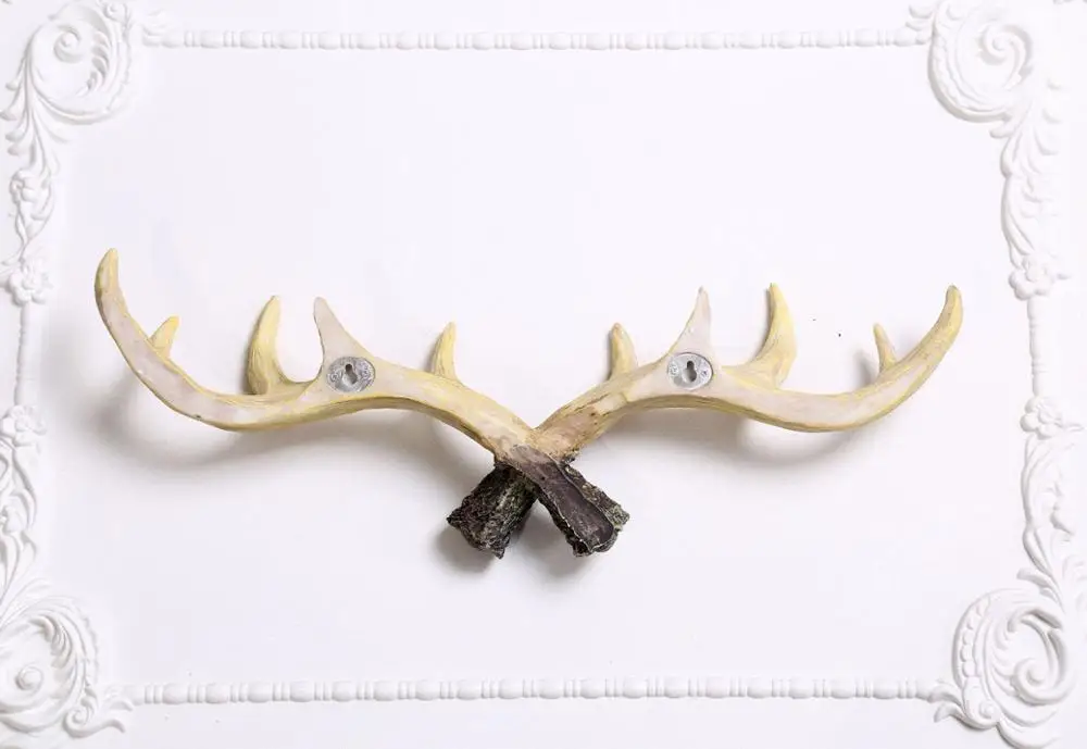 HOT PROMOTIONAL SMALL LONG SIZE WALL MOUNTED HOUSE DECORATIVE RESIN LED LIGHT TREE BRANCH DEER HORN DESIGN HOOK HOLIDAY GIFT