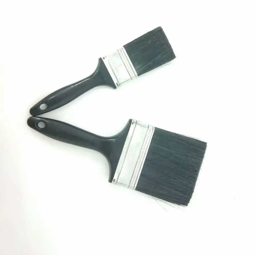 Black Goat Hair Flat Wall Paint Brush With Wooden Handle