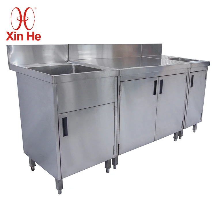 Commercial stainless steel kitchen sink cabinet