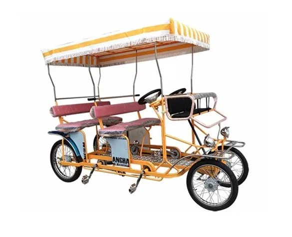 HIGH QUALITY 4SEATER  SURREY BIKE WITH LED LIGHTS QUADRICYCLE TANDEM BIKE