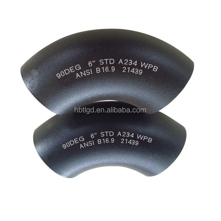 
A234 WPB carbon steel 90deg LR 6in SCH40 SCH80 SCH160 STD seamless pipe fitting elbows 