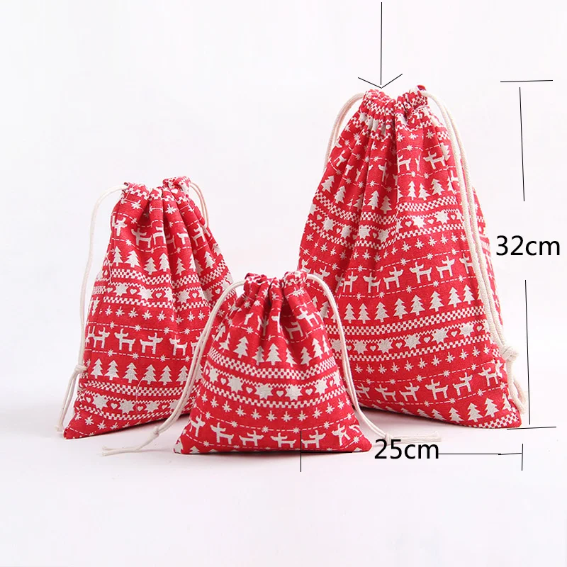 Wholesale eco-friendly small cotton canvas drawstring bag christmas gift bags santa bags