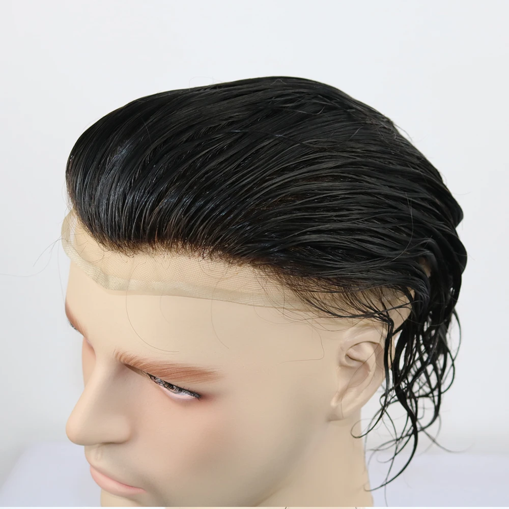 Swiss Lace Human Hair Mens Toupees Full Lace Toupee Human Hair Replacement for Men Unprocessed Virgin Human Hair Pieces