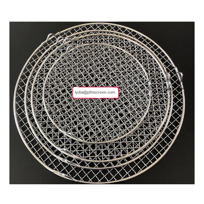 Customized stainless steel / copper  round wire BBQ grill mesh net tray