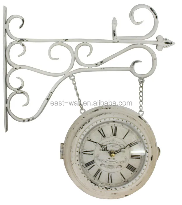 vintage white color different bracket shape antique wall hanging clock