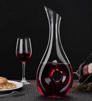 Special Design Slant mouth Wine Decanter,Crystal Wine Decanter,Glass Wine Carafe with long neck and hollow.