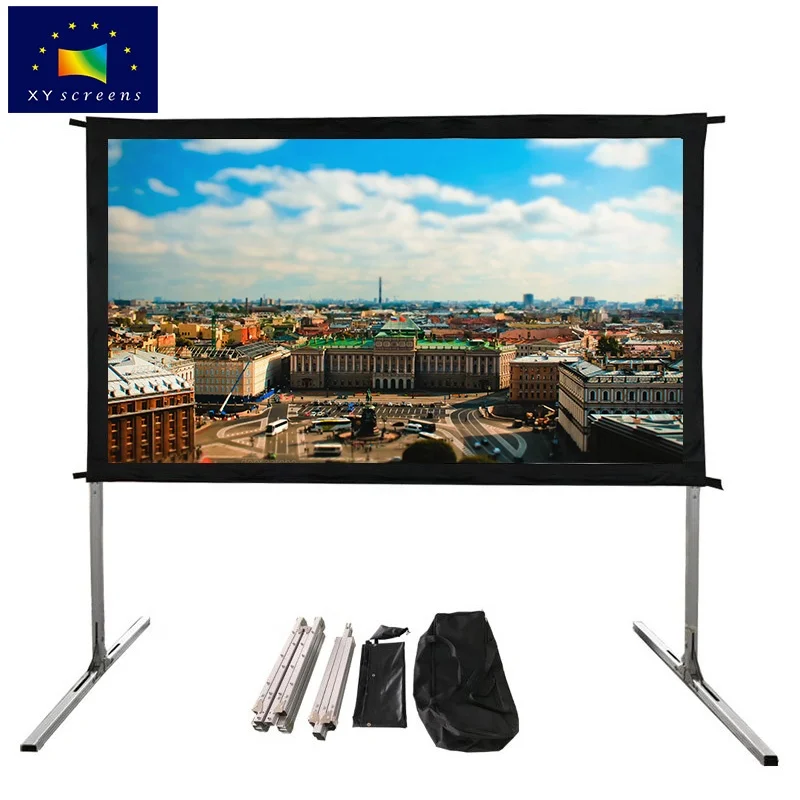 XYSCREENS High Quality Outdoor Fast Folding Portable Front/Rear Projection/Projector Screen 60 inch to 135 inch