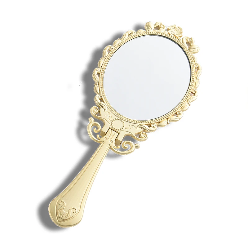 Chinese Vintage Vanity Foldable Custom Hand Held Luxury Mirror With Silver & Gold Color Plating