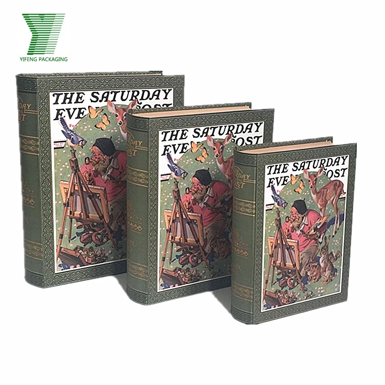 Картонная коробка в форме ложной книги, винтажная декоративная коробка из искусственной кожи для отеля, упаковка для вечеринки, пригодная для переработки 29*24*7,3 см
