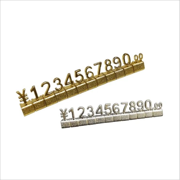 Jewelry and watch displaying 3D metal gold plating price cube price tag labels