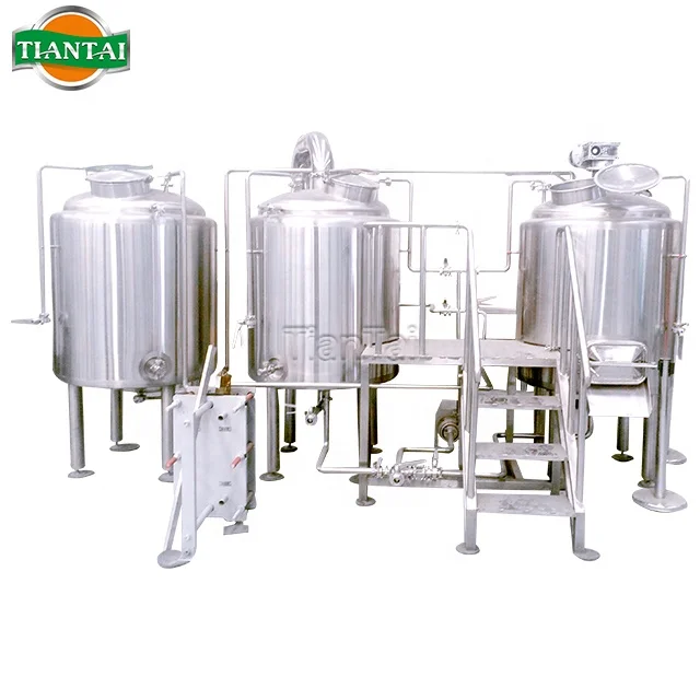 Tiantai 200L 2HL ss steam three vessel semiauto beer pilot plant