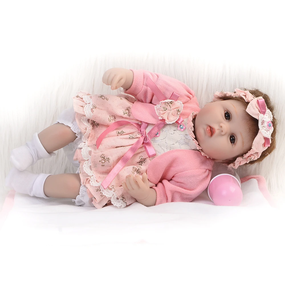 Мягкая силиконовая виниловая кукла-реборн 17 дюймов с хлопковым корпусом милая кукла для новорожденных девочек круглым лицом детские игрушки и подарки на день