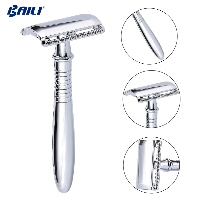 Mens Metal Shaving Razor With Heavy Long Handle