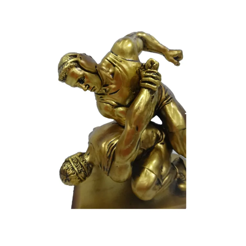 Gold Pewter Bronze Wrestling figures sculpture resin trophy