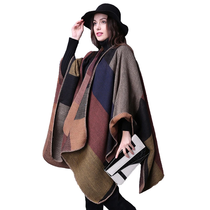 Oversized Warm Shawls Women Winter Brand Striped Scarfs Pashmina Cotton Scarves