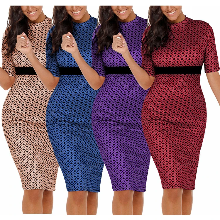 
Women Print Dot Pencil Dress Summer Elegant Bodycon Knee-Length Work Office Party Wear Dresses For Women Clothing 