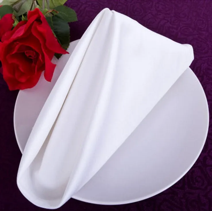 
Satin band white color 220gsm cotton cloth napkins for hotel and restaurant 