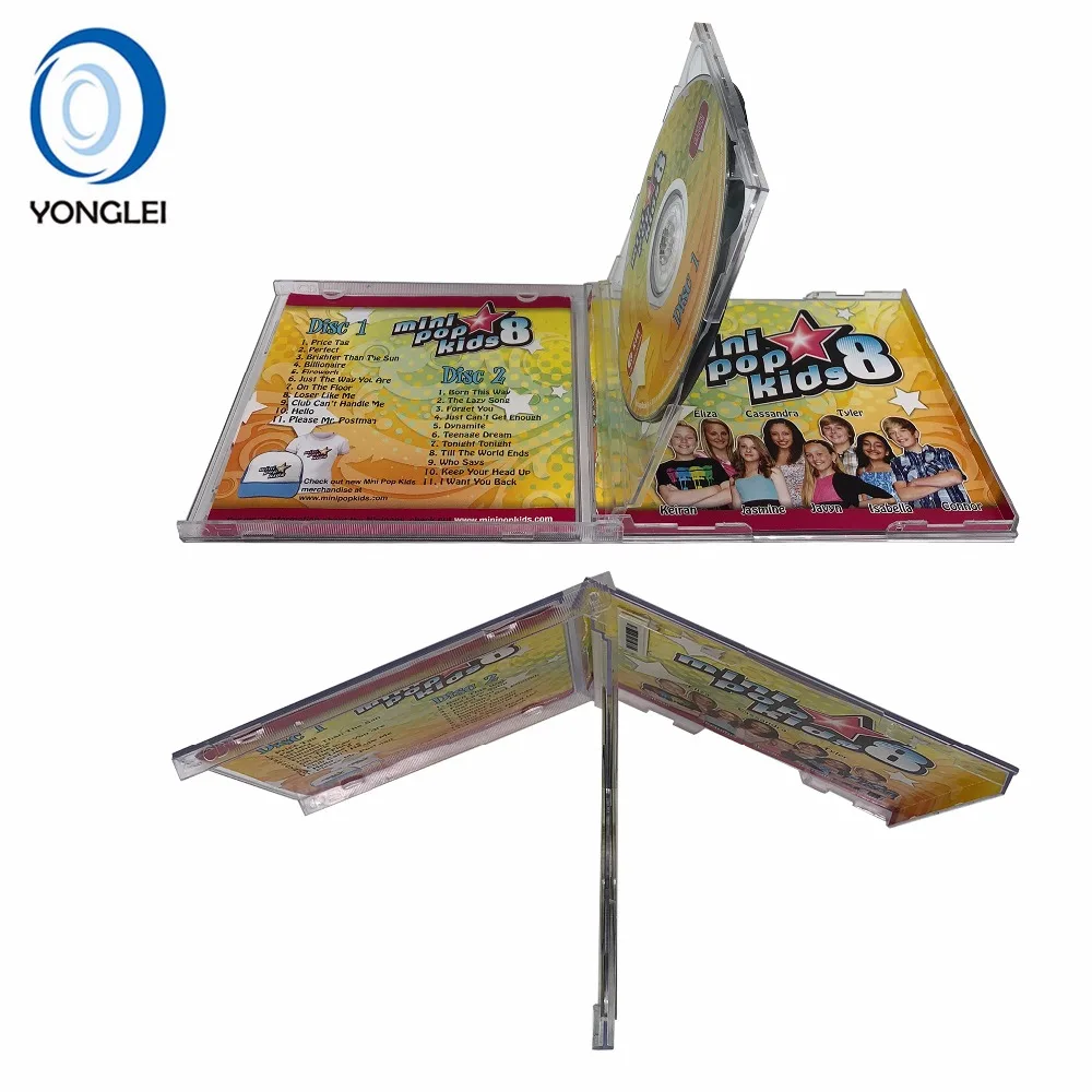 Music CD replication services audio CD duplication double CD jewel case with clear tray and 2 disc jewel case