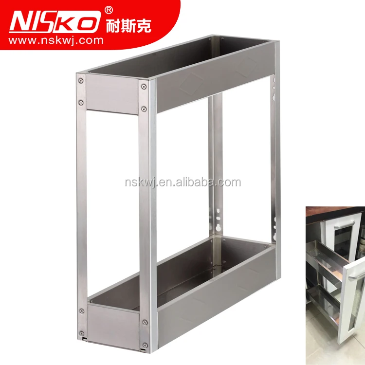Bottle Pullout Kitchen Stainless Steel Pull Out Basket with Soft Closing for 200 mm Cabinet