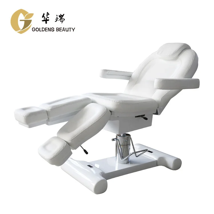 Leather Hydraulic Massage Table Split Leg Adjustable Swivels Beauty Bed