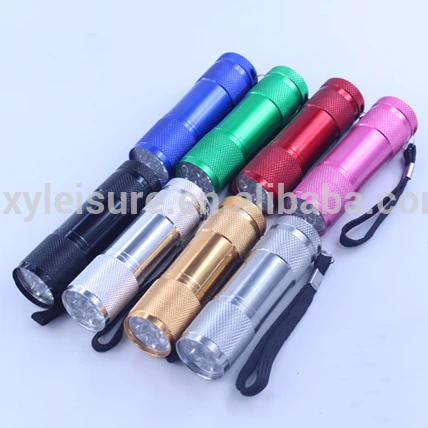 Mini Cheap Aluminum 9 LED Flashlight for Promotion