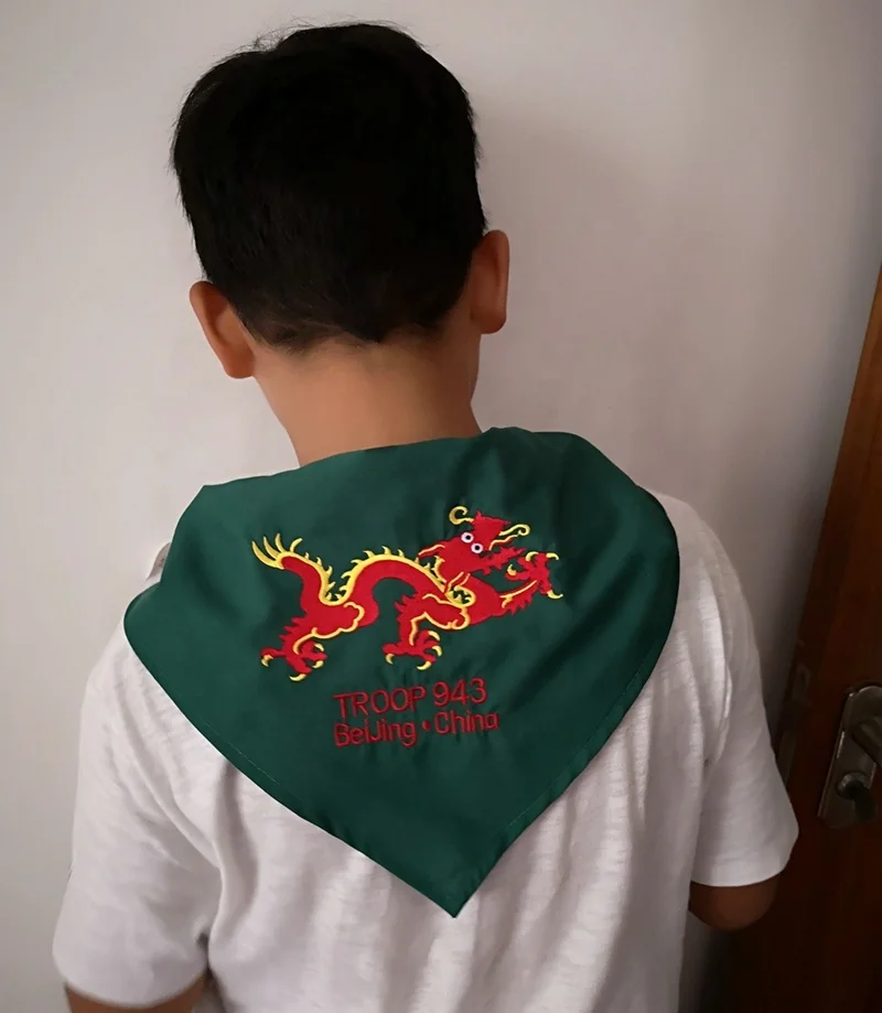 Custom embroidered scouts neckerchief  fabric embroidery neckerchief popular for scouting camping