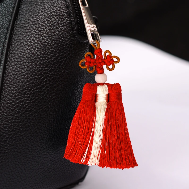 LONGJIE factory wholesales new design Chinese knot double colors three row tassel for bags and clothes accept customized