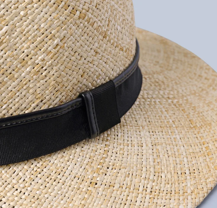 Hand weave natural raffia straw panama hats with wide brim high quality panama hat wholesale