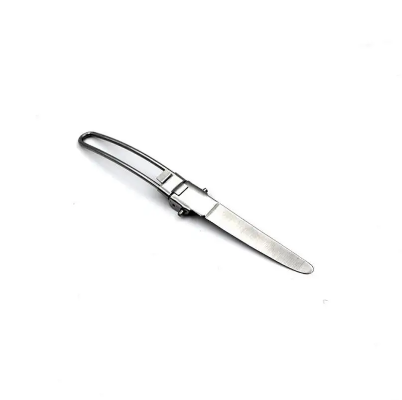 Multifunctional folding camping tableware stainless steel fork knife spoon travel set for outdoor