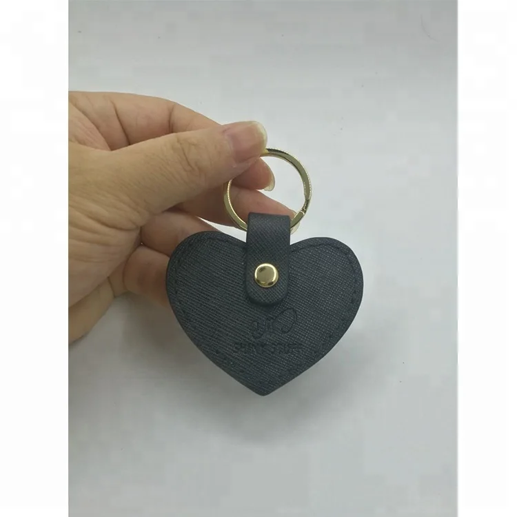 custom mini pale pink leather heart shape keychain promotion gift